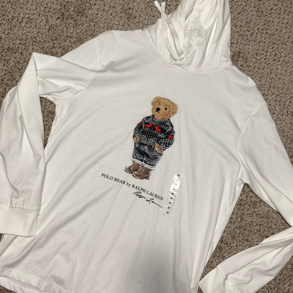 Polo Bear- Men’s medium, Hooded long sleeved tshirt